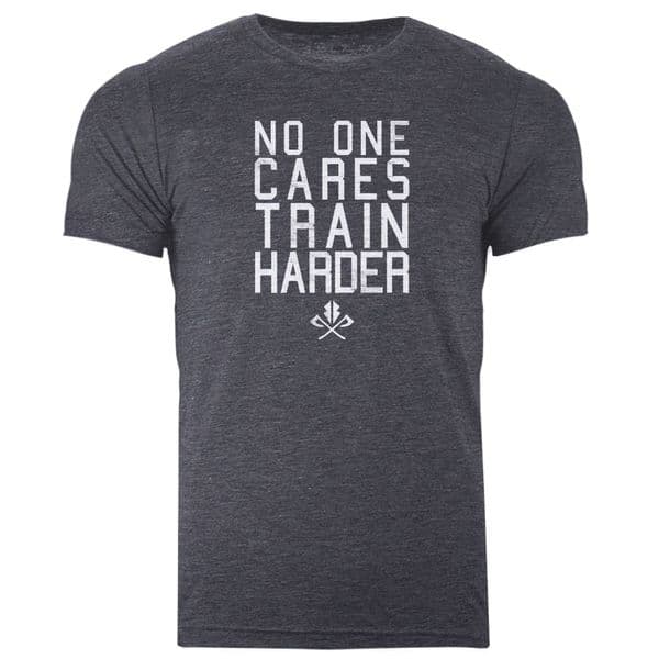 s565 No one cares train harder tee - Heather Navy