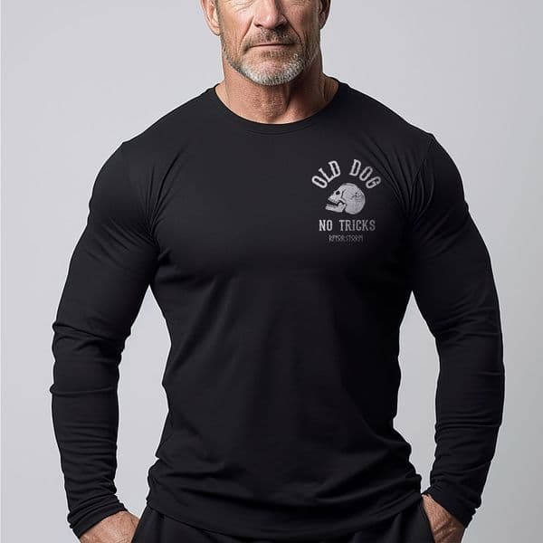 s575 old dog no tricks long sleeve tee - Black