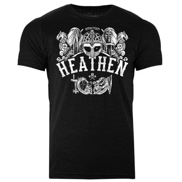 s590 Heathen tee - Heather Black