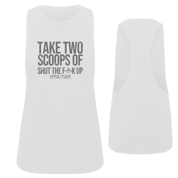 s609 take two scoops - ladies muscle rag top - white