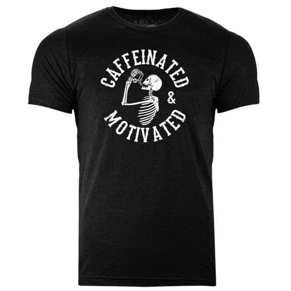 s629 Caffeinated and motivated tee - Heather Black