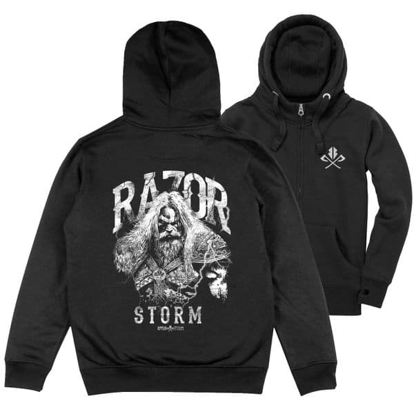 s665 thunder god zip winter hoodie - Black
