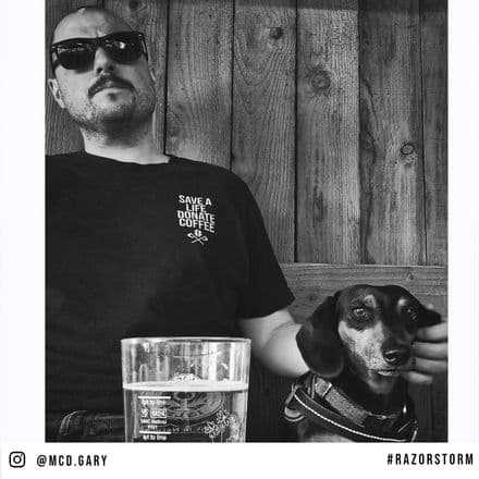 s684 Save a life donate coffee - Heather Black Tee