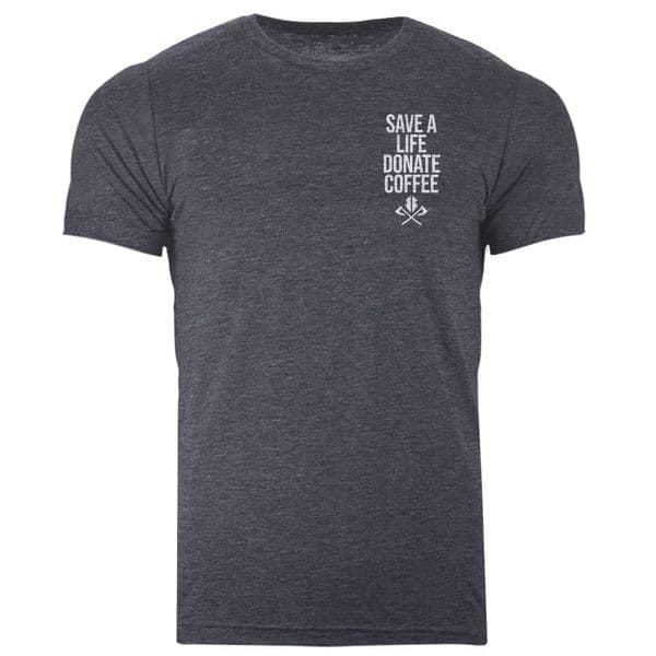 s684 Save a life donate coffee - Heather Navy Tee