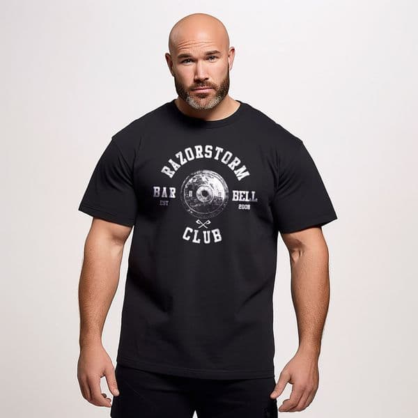 s738 Barbell club, Oversized tee Black