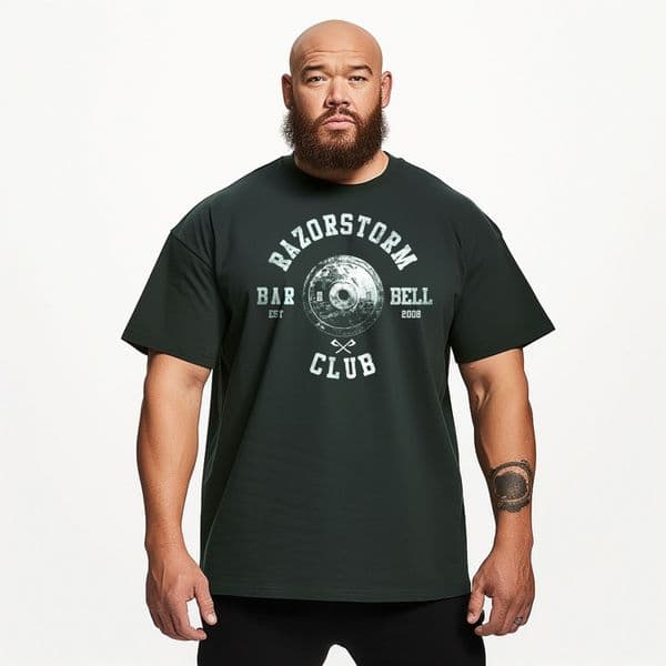 s738 Barbell club, Oversized tee Bottle Green
