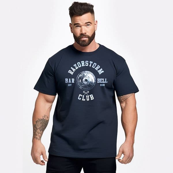 s738 Barbell club, Oversized tee Navy