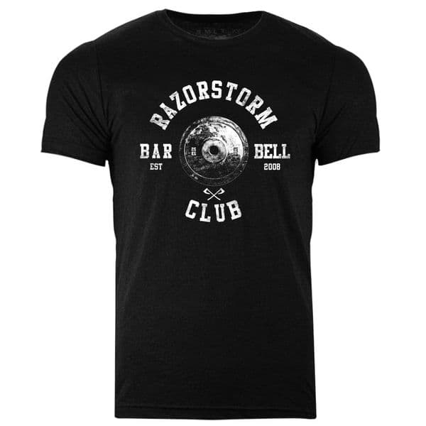s738 White Edition Vintage Barbell Club - Heather Black Tee