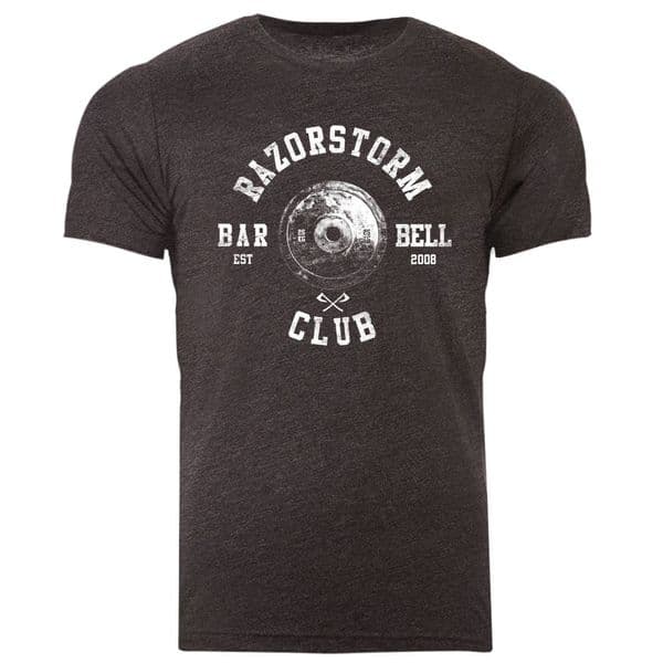 s738 White Edition Vintage Barbell Club - Heather Dark Grey Tee
