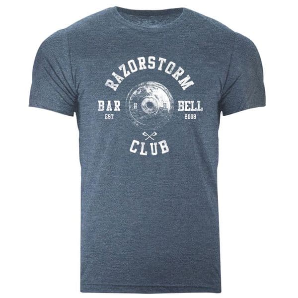 s738 White Edition Vintage Barbell Club - Heather Deep Teal Tee