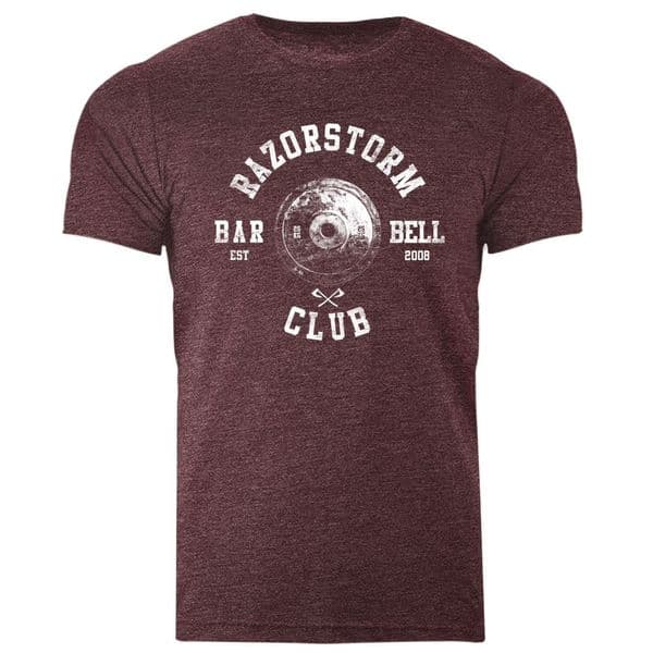 s738 White Edition Vintage Barbell Club - Heather Maroon Tee