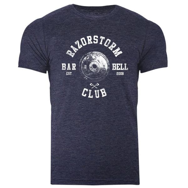 s738 White Edition Vintage Barbell Club - Heather Midnight Navy Tee