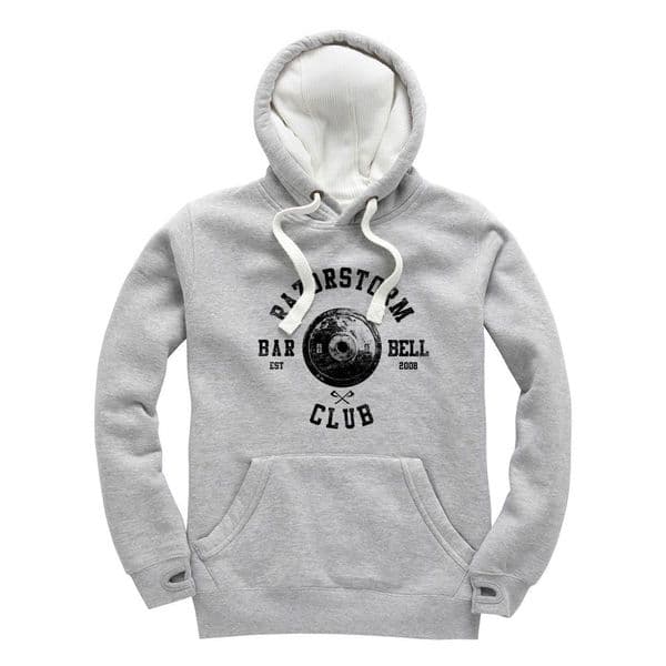 s750 vintage barbell club winter hoodie - Dusty Grey /  White hood