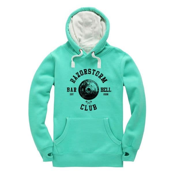 s750 vintage barbell club winter hoodie - Gum Drop Green /  White hood