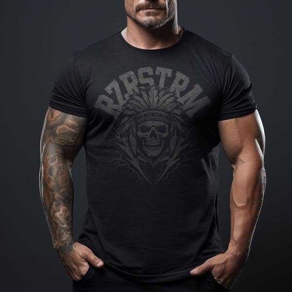 s766 Chieftan tee - Heather Black