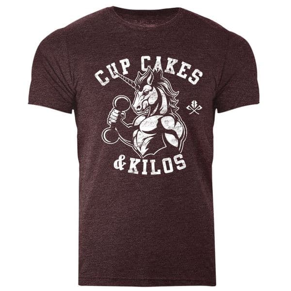 s769 Cupcakes and Kilos tee - Heather Maroon