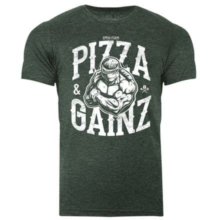 s778 Pizza and Gainzz tee - Heather Forest