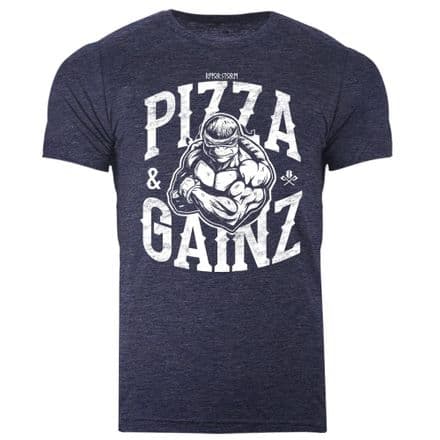 s778 Pizza and Gainzz tee - Heather Midnight Navy