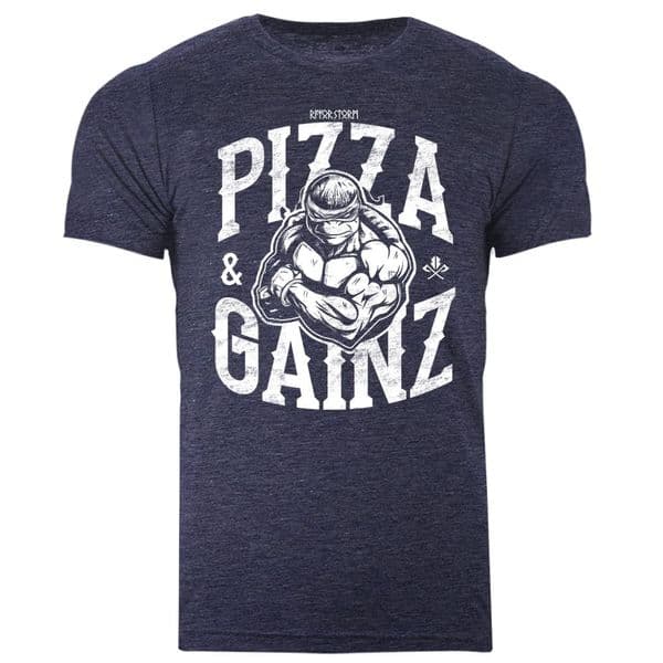 s778 Pizza and Gainzz tee - Heather Midnight Navy