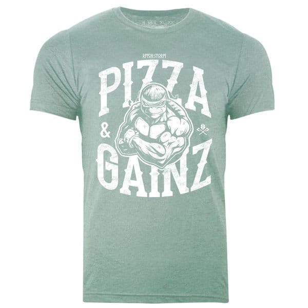 s778 Pizza and Gainzz tee - Heather Prism Mint