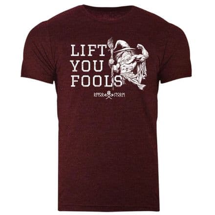 s857 Lift you fools T-shirt - Heather Cardinal