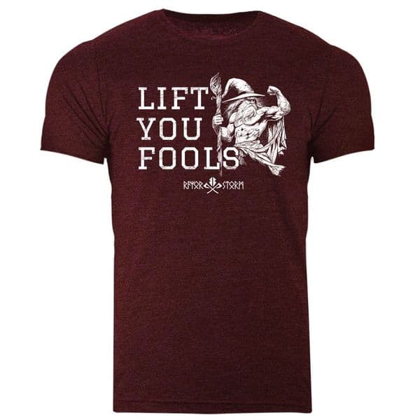 s857 Lift you fools T-shirt - Heather Cardinal