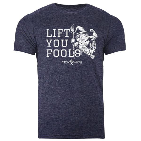 s857 Lift you fools T-shirt - Heather Midnight Navy