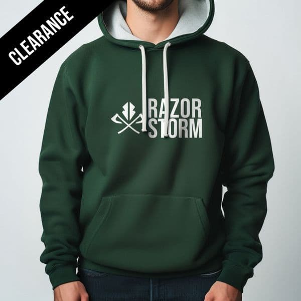 s878 winter hoodie Clearance - Bottle Green / White