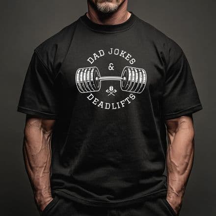 s887 Dad jokes and deadlifts HVY Oversized Tee - Black