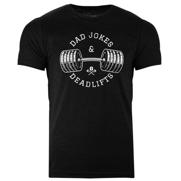 s887 Dad jokes and deadlifts T-shirt - Heather Black