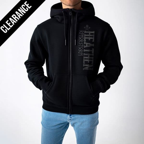 s898 Heathen Clearance zip winter hoodie - Black
