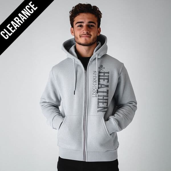 s898 Heathen Clearance zip winter hoodie - Dusty Grey