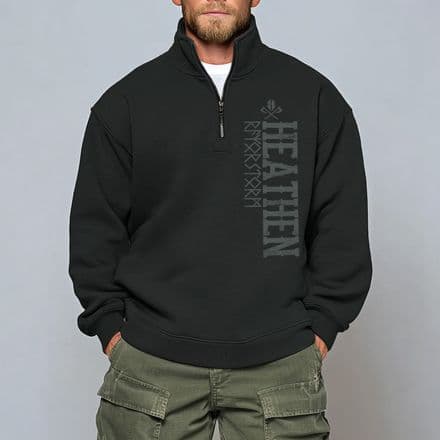 s898 Heathen Quarter Zip Sweat - Black