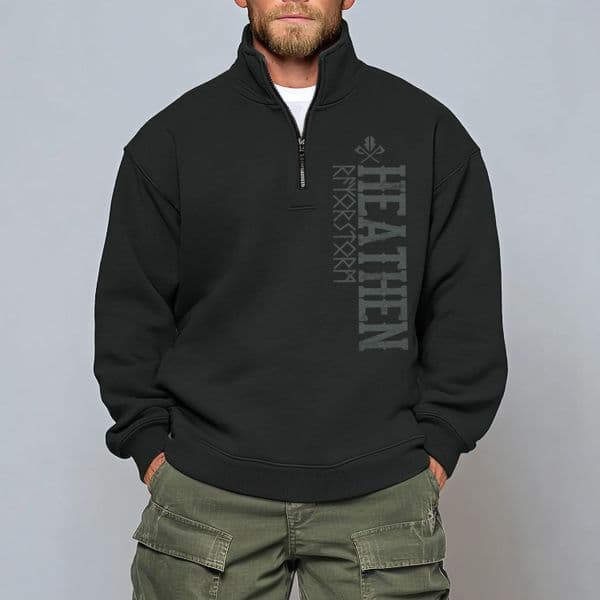s898 Heathen Quarter Zip Sweat - Black