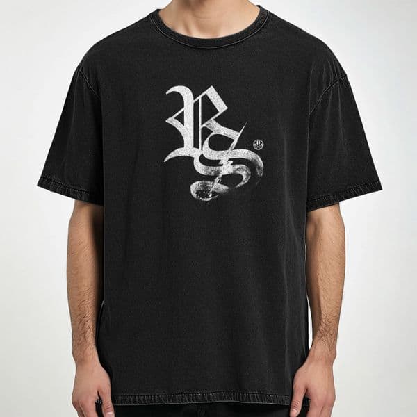 s905 HVY Oversized Tshirt Script - Acid Black