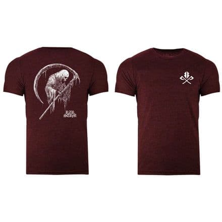 s912 Reverse Scythe tshirt - Heather Cardinal