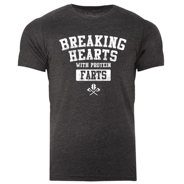 s921 Breaking hearts with protein farts v2 tshirt - Dark Grey Heather