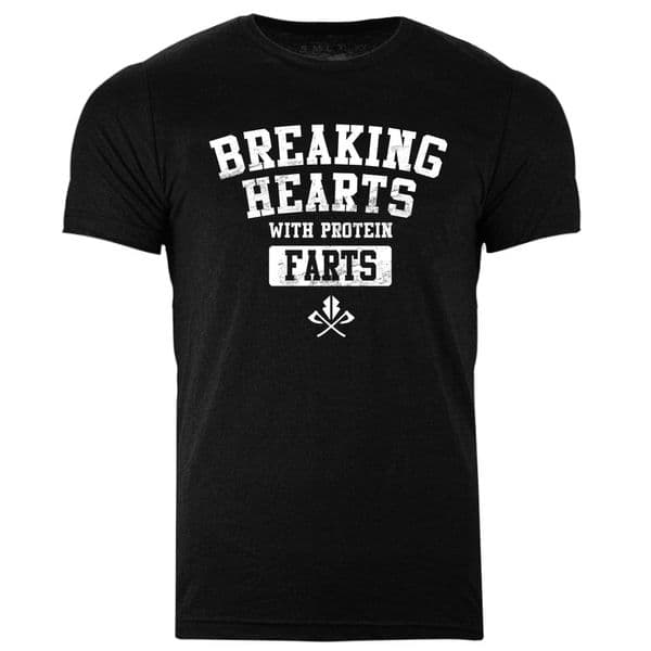 s921 Breaking hearts with protein farts v2 tshirt - Heather Black
