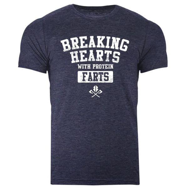 s921 Breaking hearts with protein farts v2 tshirt - Heather Navy