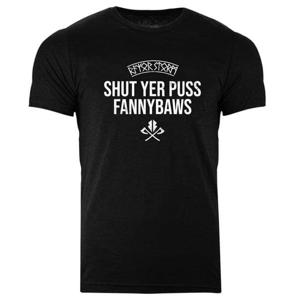s923 shut yer puss fannybaws tshirt - Heather Black