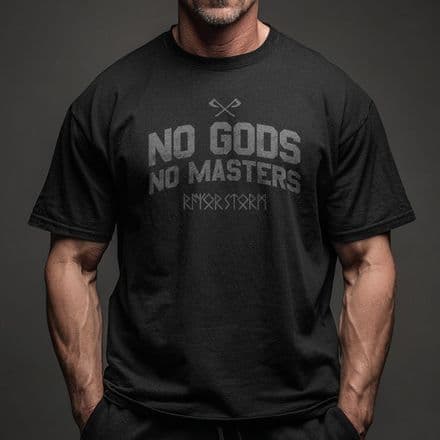 s929 No gods no masters HVY Oversized Tee - Black
