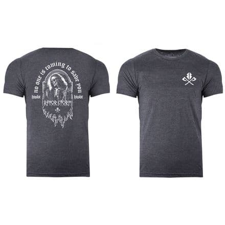 s931 Reverse No one is coming to save you v25 T-shirt - Heather Navy