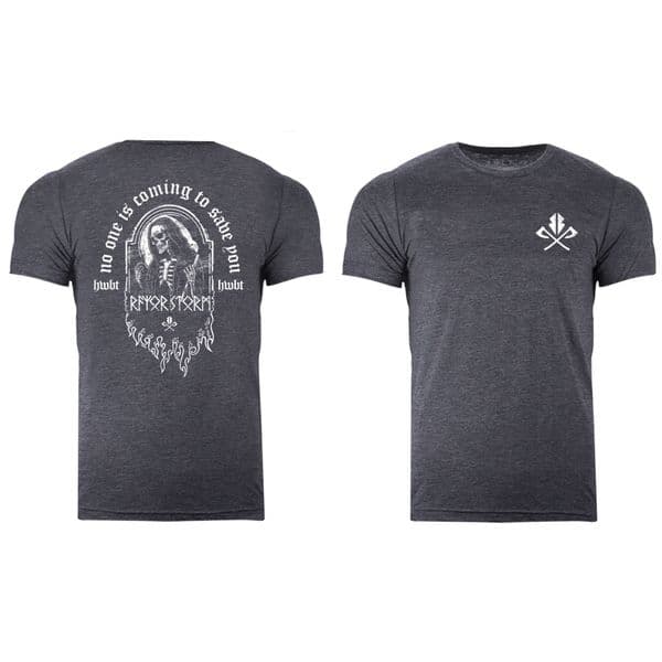 s931 Reverse No one is coming to save you v25 T-shirt - Heather Navy