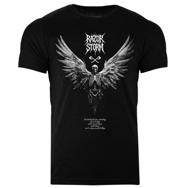 s953 Let death find you standing T-shirt - Heather Black