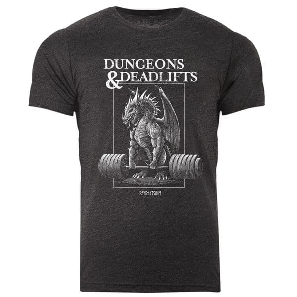 s956 Dungeons and Deadlifts T-shirt - Dark Grey Heather