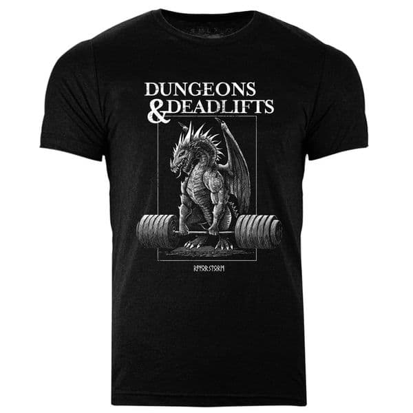s956 Dungeons and Deadlifts T-shirt - Heather Black