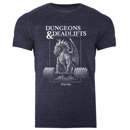 s956 Dungeons and Deadlifts T-shirt - Heather Midnight Navy