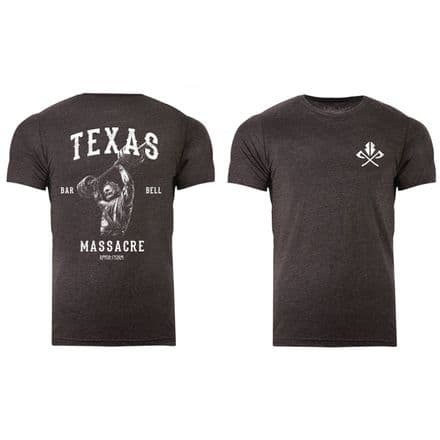 s957 Reverse Texas Bar Bell Massacre T-shirt - Dark Grey Heather