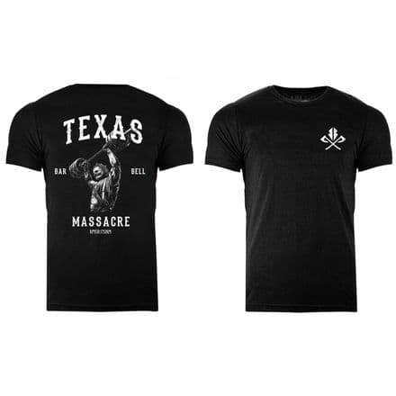s957 Reverse Texas Bar Bell Massacre T-shirt - Heather Black