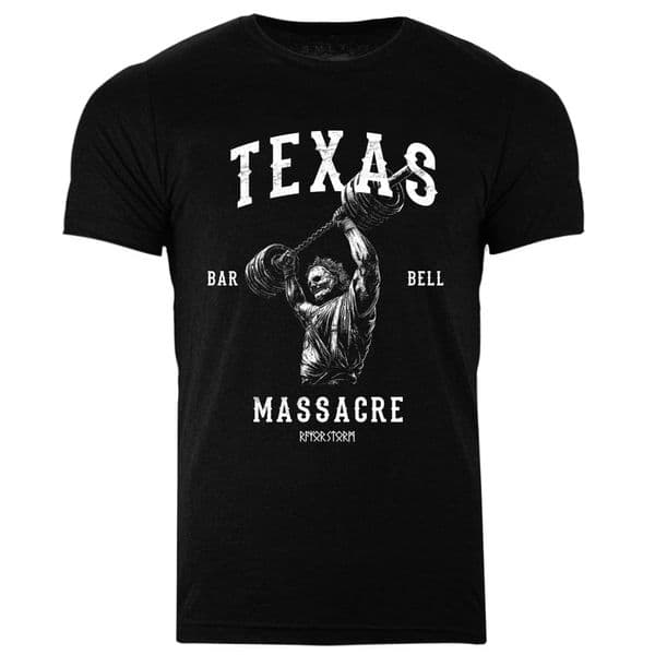 s957 Texas Bar Bell Massacre T-shirt - Heather Black
